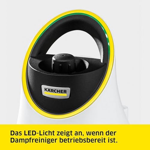  Karcher SC 2 Deluxe Steam Cleaner, Surface Capacity: Approx. 75 m², Tank: 1 Litre, Steam Pressure: Max. 3.2 Bar, Heating Time: 6.5 Minutes, Heating Power: 1,500 W, with EasyFix Floor Cleaning Set and