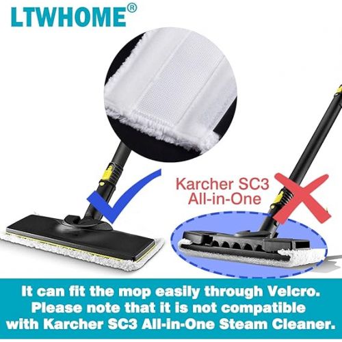  LTWHOME Microfibre Cloth Set Compatible with Karcher Steam Cleaner EasyFix SC 2, SC 3, SC 4, SC 5 Floor Nozzle (Pack of 12)