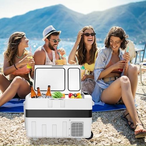  LLIVEKIT Cool Box, 40L Compressor Cool Box, Mini Fridge for Car Socket, Portable Freezer Box 12/24V, -20°C to 20°C, for Car, Truck, Motorhome, Boat, Home