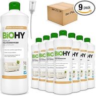 BiOHY Premium Upholstery Cleaner (9 x 1 Litre) + Dispenser, Organic Concentrate for Upholstery, Sofas, Carpets & Textiles, Suitable for Wet Vacuum Cleaners and Other Devices, Odour-Dissolving Stain