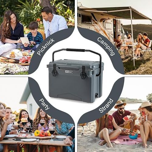  COSTWAY 21L Insulated Box Cool Box Portable Heat Container with Bottle Opener and Handle Thermal Box Food Transport Container for Camping Picnic