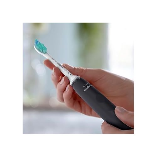  Philips Sonicare 3100 Series Electric Toothbrush with Sound Technology, with Pressure Sensor and Brush Head Change Indicator, Black (Model HX3671/14)