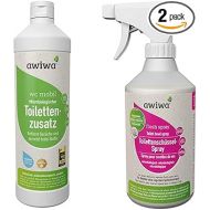 awiwa Set of 2 Sanitary Fluid Toilet Mobile 1 L + Flush Spray 500 ml for Camping Toilet