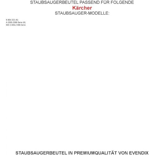  30 Vacuum Cleaner Bags Compatible with Karcher WD 2.000-2.999 Series, 30 Vacuum Cleaner Bags, Compatible with Swirl K225 Vacuum Cleaner Bags