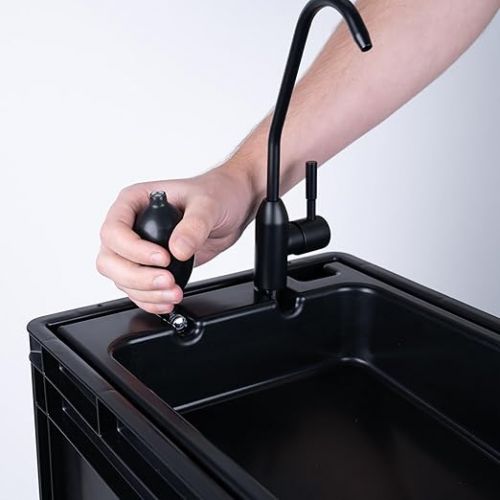  BOXIO Wash, Mobile Basin, Sink for Van, Camping Garden, Sink with Tap, Plastic, Black