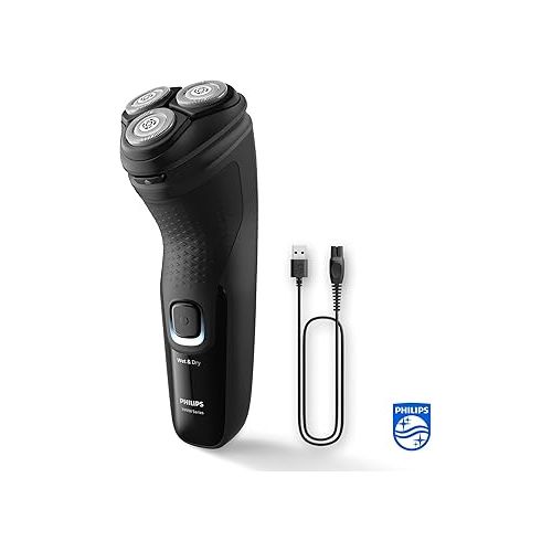  Philips Shaver Series 3000X - Electric Wet and Dry Razor for Men in Black with SkinProtect Technology, Fold-Out Beard Trimmer (Model X3001/00)