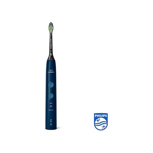  Philips Sonicare ProtectiveClean 5100 electric toothbrush HX6851 / 34 double pack - 2 sonic toothbrushes with 3 cleaning programs, pressure control, travel cases - white / blue