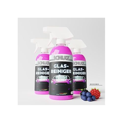  Schulz Car Glass Cleaner - Clear View of Vehicle Windows, Headlights and Mirror Surfaces, Raspberry Scent, 500 ml