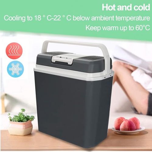  Jopassy Electric Cool Box 32 L, Cooling to -18 °C, Mini Warmer for Keeping Food Warm up to 65 °C, Mini Fridge 220-240 V Eco Mode with Cable, Car and Camping, Grey