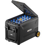 BougeRV Aspen 30 PRO Compressor Cool Box with Double Zone, 32 Litre Car Cool Box (-20℃~20℃), 12/24V &110-240V Portable Fridge with Wheels, 12V Refrigerator, for Car, Truck, Camping, Travel