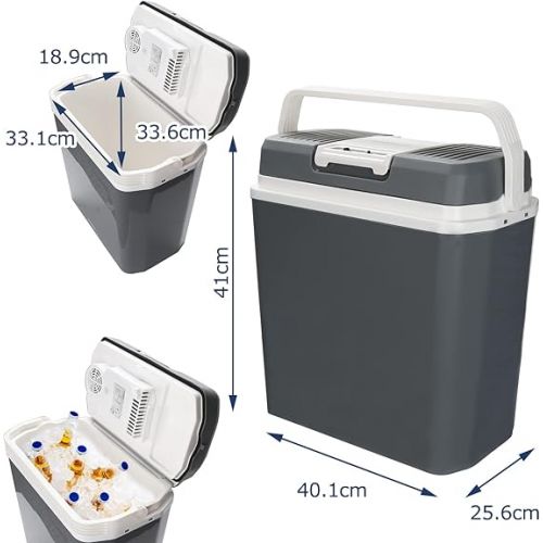  Jiubiaz Cool Box 24 Litres 12 V 230 V Heats and Cools Mini Fridge, A++ with Eco Mode Electric Cool Box for Car, Boat, Camping