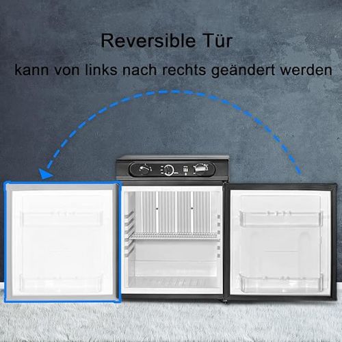  Smad Motorhome Fridge 40 L, Camping Fridge 12 V 230 V Gas, Gas Fridge, Quiet Fridge for Caravan, Motorhome, Truck, Van, Black