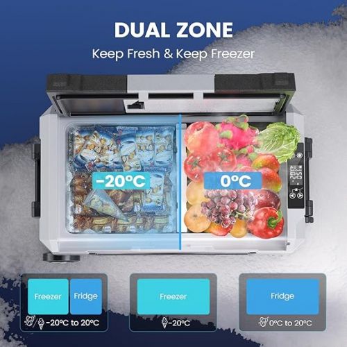  45L Cool Box 12/24V Portable Fridge, Electric Freezer Box Small Freezer -20~20°C, Electric Compressor Cool Box for Car, Camping, Truck, Boat