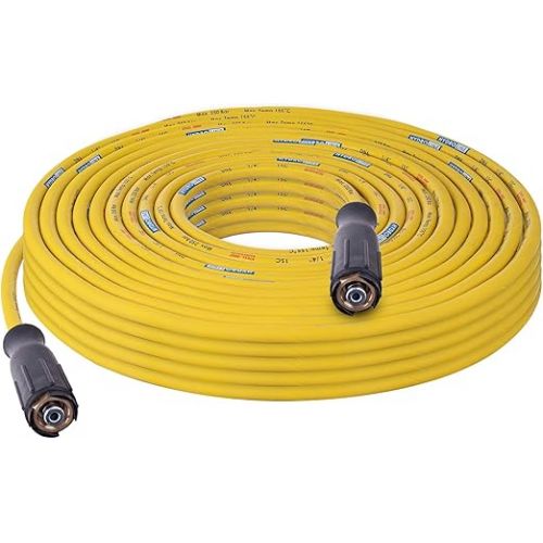  High Pressure Hose 25 m Extension 250 Bar Yellow Steel Braid DN6 M22 Compatible with Karcher HD HDS