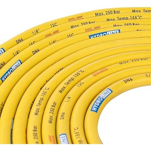  High Pressure Hose 25 m Extension 250 Bar Yellow Steel Braid DN6 M22 Compatible with Karcher HD HDS