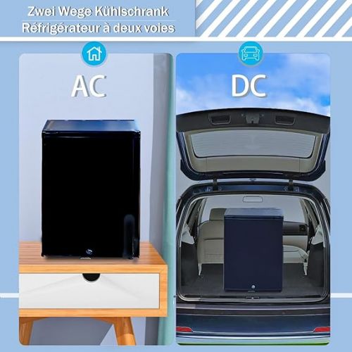  Techomey Fridge 12 V 230 V, Camping Fridge 12 V, Reverse Door, Absorber Fridge for Motorhome, Boat, Home, Hotel, Black, 51 L