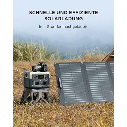  EF ECOFLOW RIVER 2 MAX Portable Power Station with 160 W Foldable Solar Panel, 512 Wh Solar Generator with LiFeP04, Quick Charge in 1 Hour, Up to 1000 W Power, Balcony Power for Camping