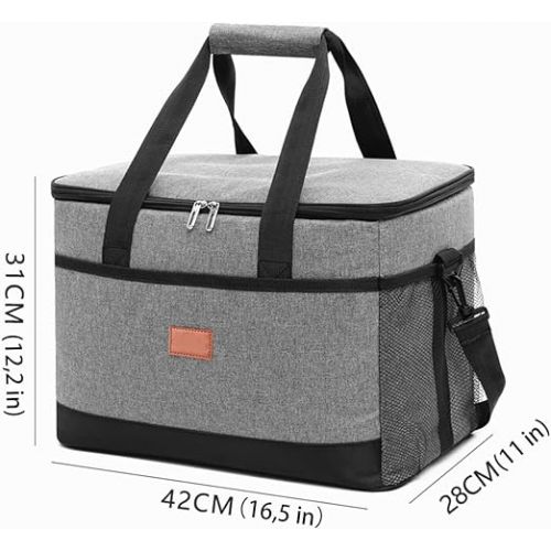  Large Foldable Thermal Bag, 36L Cool Bag, Lunch Bag, Picnic Bag, with Adjustable Shoulder Strap, Large Capacity, for Outdoor Travel, Beach, Camping, Hiking, Picnic