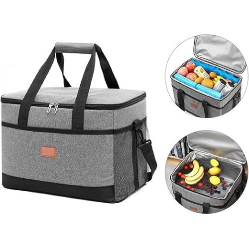  Large Foldable Thermal Bag, 36L Cool Bag, Lunch Bag, Picnic Bag, with Adjustable Shoulder Strap, Large Capacity, for Outdoor Travel, Beach, Camping, Hiking, Picnic