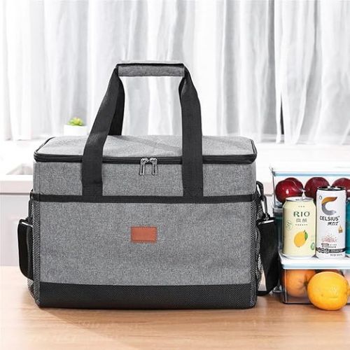  Large Foldable Thermal Bag, 36L Cool Bag, Lunch Bag, Picnic Bag, with Adjustable Shoulder Strap, Large Capacity, for Outdoor Travel, Beach, Camping, Hiking, Picnic