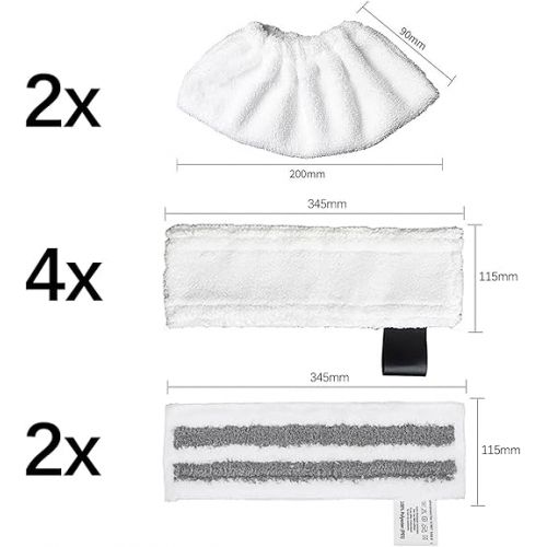  8 Piece Accessories for Kar-cher Steam Cleaner Easyfix SC2 SC3 SC4 SC5 SV7, Microfibre Cloth Set for Kar-cher SC1 SC2 SC3 SC4 SC5 SV7 (4 Floor Cloths + 2 Fabric Covers + 2 Sanding Cloths)