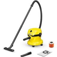 Karcher WD 2 Plus V-12/4/18/C Wet/Dry Vacuum Cleaner with Cartridge Filter, Fleece Filter Bag, 1000 W, Plastic Container: 12 L, Suction Hose: 1.8 m, Blow Function, Floor and Crevice Nozzle, Black,