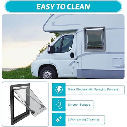  KEESUNG Camper, Caravan Window, Side Window, Privacy Screen, Side Window, Caravan Window with Integrated Roller Blind and Fly Screen for RV Caravan Box Van Camper, 450 x 500 mm