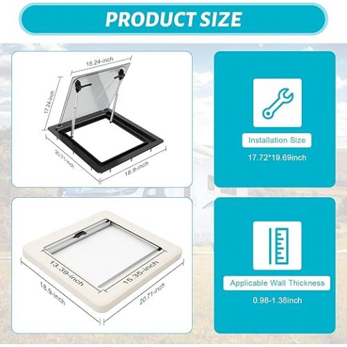  KEESUNG Camper, Caravan Window, Side Window, Privacy Screen, Side Window, Caravan Window with Integrated Roller Blind and Fly Screen for RV Caravan Box Van Camper, 450 x 500 mm