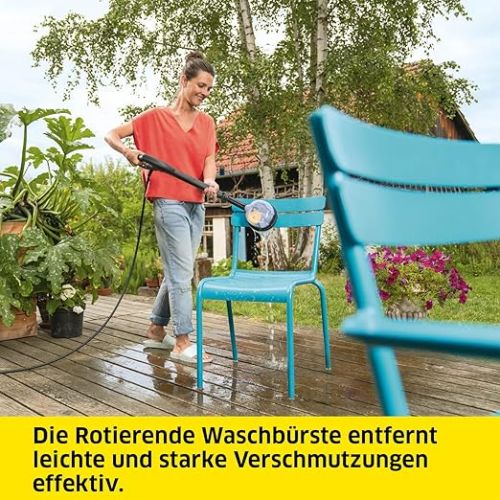  Karcher Rotating Washing Brush WB 130 with Universal Brush Attachment Accessory for Karcher K 2-K 7 Pressure Washer, Replaceable Brush Attachment, Application: Windows, Garden Furniture, Vehicles