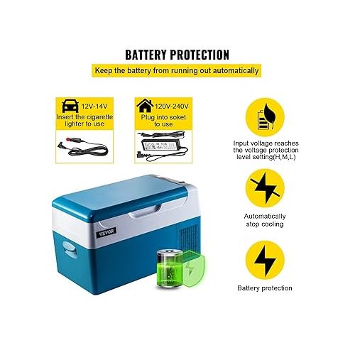  VEVOR 22L Autokuhlschrank Kompressorkuhlbox Edelstahl Urlaub Isolierbox Mini Kuhlschrank Kuhlbox Auto und Steckdose