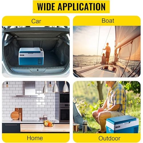  VEVOR 22L Car Fridge Compressor Cool Box Stainless Steel Holiday Insulated Box Mini Fridge Cool Box Car and Socket