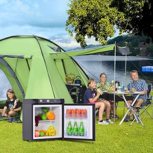  Smad Gas Fridge, Camping Fridge Gas, Fridge Caravan 40 L, Fridge Gas 12 V 230 V, Quiet Fridge for Motorhome, Reversible Door