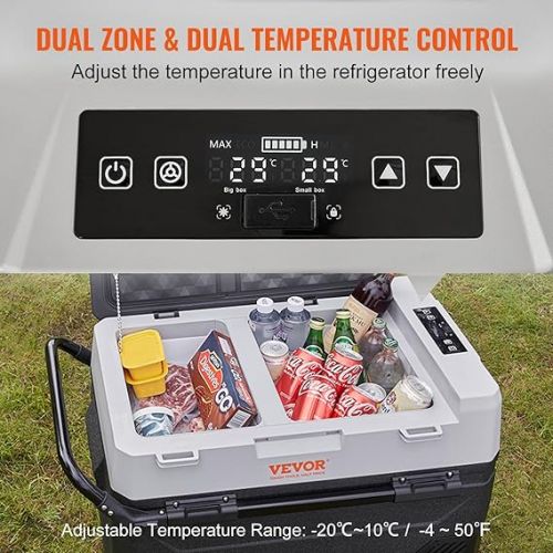  VEVOR 38L Cool Box 12/24V Portable Fridge, Electric Freezer Box Small Freezer -20~10°C, Electric Compressor Cool Box 820 x 470 x 440 mm for Car, Camping, Truck, Boat etc.