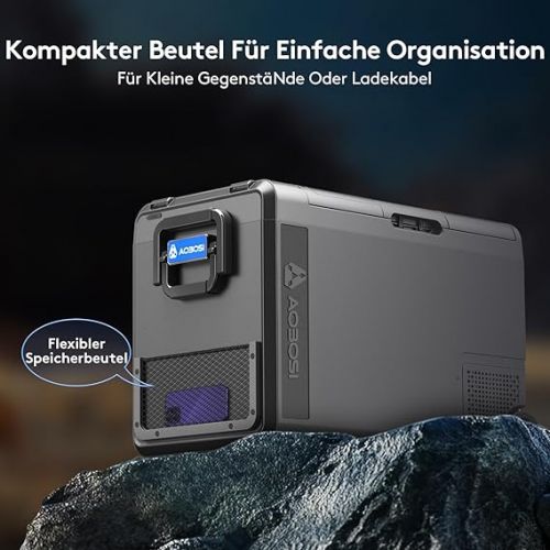  AAOBOSI Kompressor Kuhlbox 48L, Kuhlbox Auto Mit WiFi-APP-Steuerung USB-Anschluss, 12/24V und 100-240V Kuhlbox Elektrisch, bis -20 °C fur Auto, LKW, Boot, Reisemobil, Camping