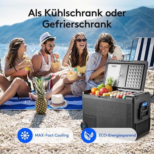  AAOBOSI Kompressor Kuhlbox 48L, Kuhlbox Auto Mit WiFi-APP-Steuerung USB-Anschluss, 12/24V und 100-240V Kuhlbox Elektrisch, bis -20 °C fur Auto, LKW, Boot, Reisemobil, Camping