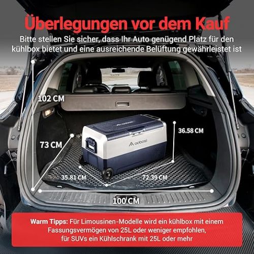  AAOBOSI Compressor Cool Box 36 L, Cool Box Car with WiFi App Control, 12/24 V and 100-240 V Electric Cool Box, up to -20 °C for Car, Truck, Boat, Motorhome, Camping