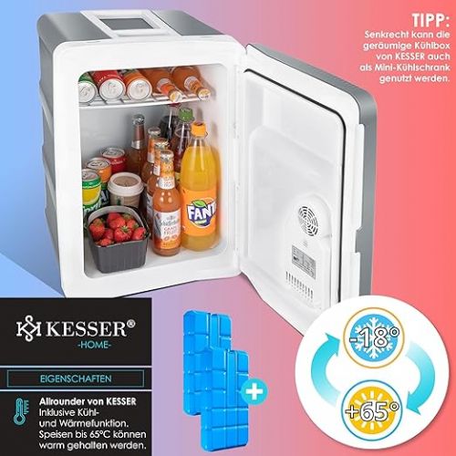  Kesser® 40 Litre Cool Box with Wheels, to Keep Food Warm or Cold, Thermo-electric Cooling Box, 12V and 230 Volt, Mini Fridge / Insulated Box for Car, Boat, Camping, Energy Efficiency Class A++, with Eco Mode