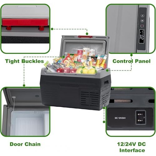  SMETA Compressor Cool Box 20 L, Electric Fridge for Drinks and Food, Car Fridge, 12/24 V Cool Box for Car, Truck or Boat