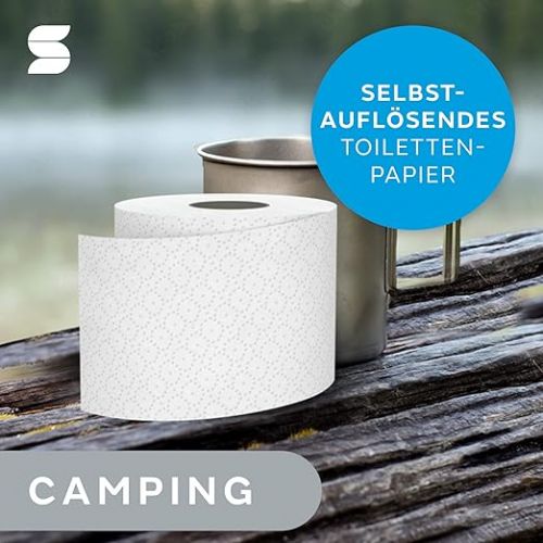  WEPA Liquify Camping Toilet Paper Self-Dissolving - Ideal for Boat, Camping, Motorhome, Outdoor, Travel - Made in Germany - Bulk Pack with 64 Rolls Each 250 Sheets - 2-Ply - Value Pack