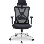 Ticova Office Chair, Ergonomic Desk Chair, High Back Ergonomic Chair with Adjustable Lumbar Support, Headrest & 3D Metal Armrest - 130° Rocking Computer Chair