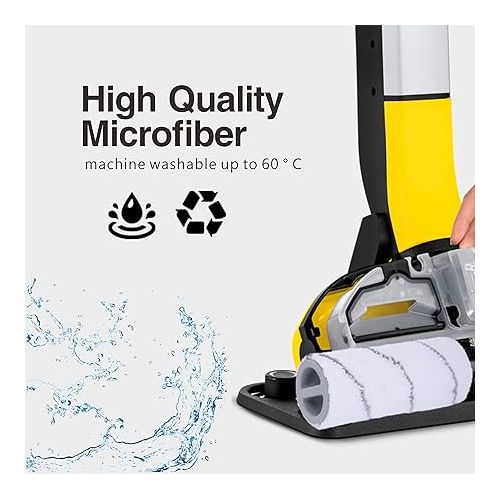  KEEPOW 2 Microfibre Roller Set for Karcher FC5 FC7 FC3 FC3D EWM2, Washable, High Dirt Absorption, Gentle Wet Cleaning of All Hard Floors, Grey
