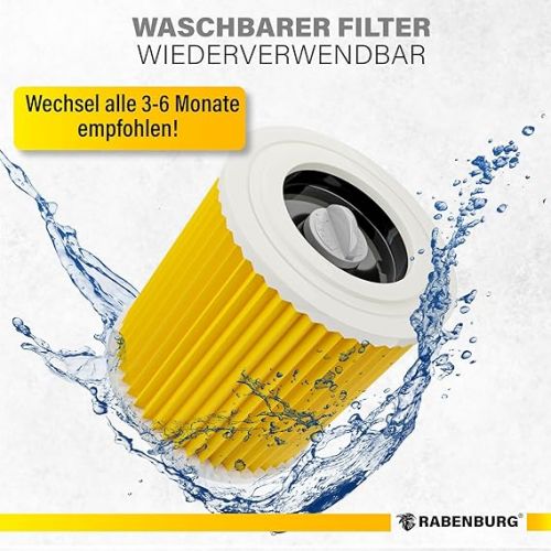  3 x Filters Compatible with Karcher Vacuum Cleaner Premium WD3 WD2 WD3 WD1 MV3 MV2 WD 3 P Extension Kit Wet & Dry Vacuum Cleaner Against Fine Dust Odours