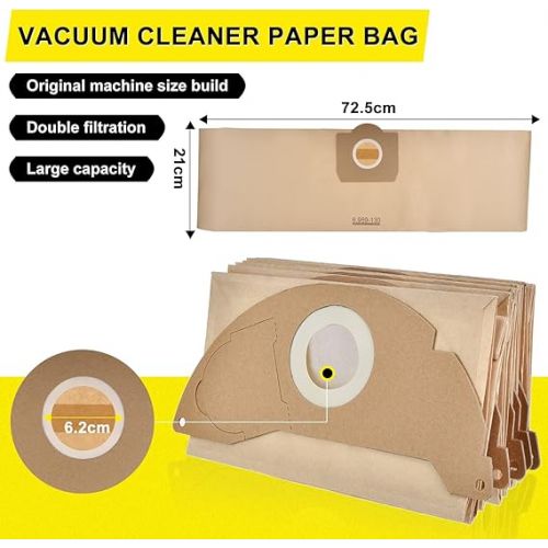  Leadaybetter Vacuum Cleaner Bags for Karcher 6.959-130.0 Paper Bags Filter (Pack of 10) A 2201/2204/2504