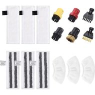 Steam Cleaner Accessory Set Compatible with Karcher Steam Cleaner EasyFix SC 2, SC 3, SC 4, SC 5 (3 Microfibre Floor Cloths + 3 Sanding Cloths + 3 Hand Nozzle Cloths + 4 Round Brushes + 2 Joint