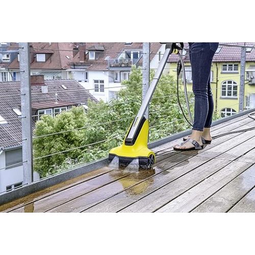  Karcher PCL 4 Patio Cleaner (Pressure: 10 Bar, 2 Brush Rollers for Wooden Surfaces, 2 Water Nozzles, Water Volume Regulation, Storage Position)