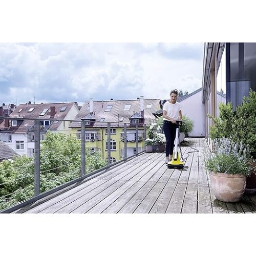  Karcher PCL 4 Patio Cleaner (Pressure: 10 Bar, 2 Brush Rollers for Wooden Surfaces, 2 Water Nozzles, Water Volume Regulation, Storage Position)