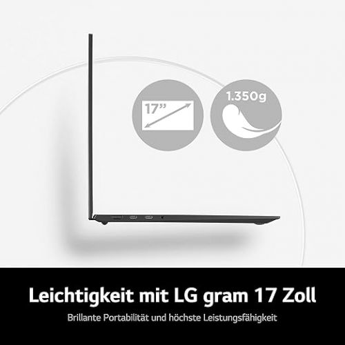  2023 LG gram 17 Inch Ultralight Notebook - 1.350 g Intel Core i7 Laptop (32GB RAM, 2TB SSD, 20h Battery Life, 16:10 Anti-Reflective IPS Display, Thunderbolt 4, Win 11 Home, Mirametrix) - Grey