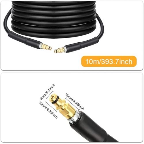  DrRobor 10 m High Pressure Hose for Karcher K2 K3 K4 K5 K6 K7 Pressure Washer, Replacement Parts Extension Hose with Click Quick Connect Plug System, 2.641-721.0