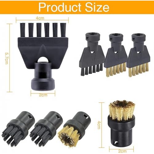  8 pieces steam cleaner accessories for Karcher SC1 SC2 SC3 SC4 SC5, hand steam cleaner, powerful cleaning brush, round brush, large, mouthpiece nozzle, power nozzles, for kitchen furniture, floor,