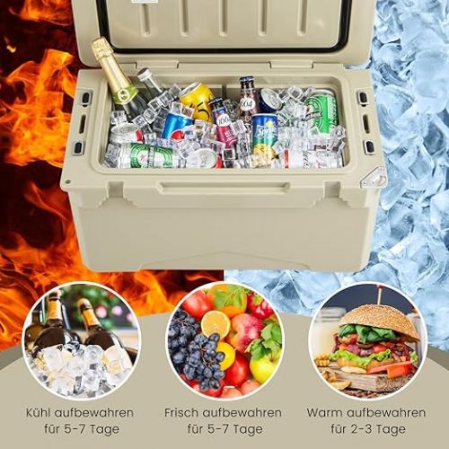  COSTWAY 28L Insulated Box Cool Box Portable Heat Container with Bottle Opener and Drink Holder Thermal Box Food Transport Container for Camping Picnic